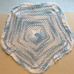 Vintage set of 5 Handmade Crochet Doily in Blue and White